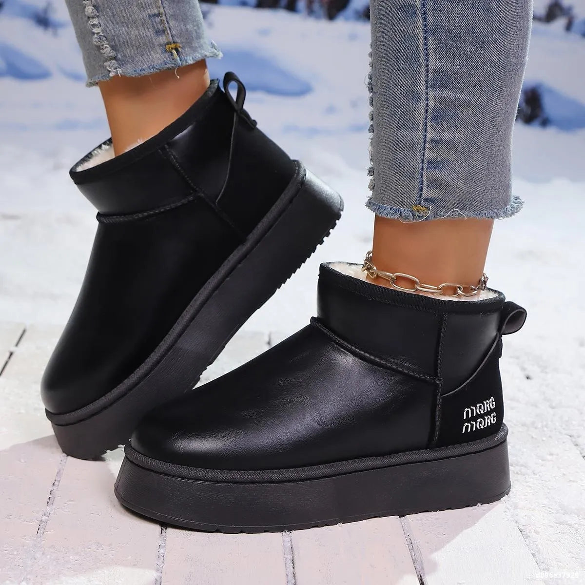 Faux-Fur Platform Ankle Boots