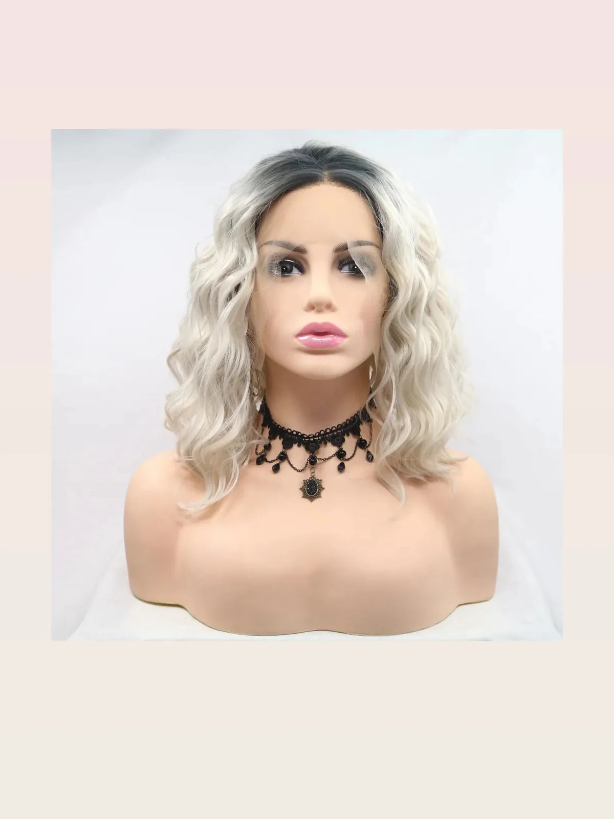 12 Inch Wavy Lace Front Synthetic Wig, Mid-Length Ombre