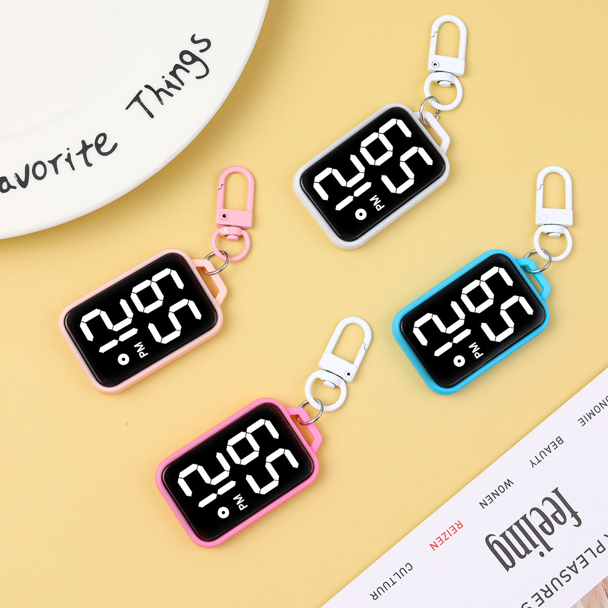 Waterproof Keychain Watch Square-shaped With Large Digits Electronic Touch And Luminous Display