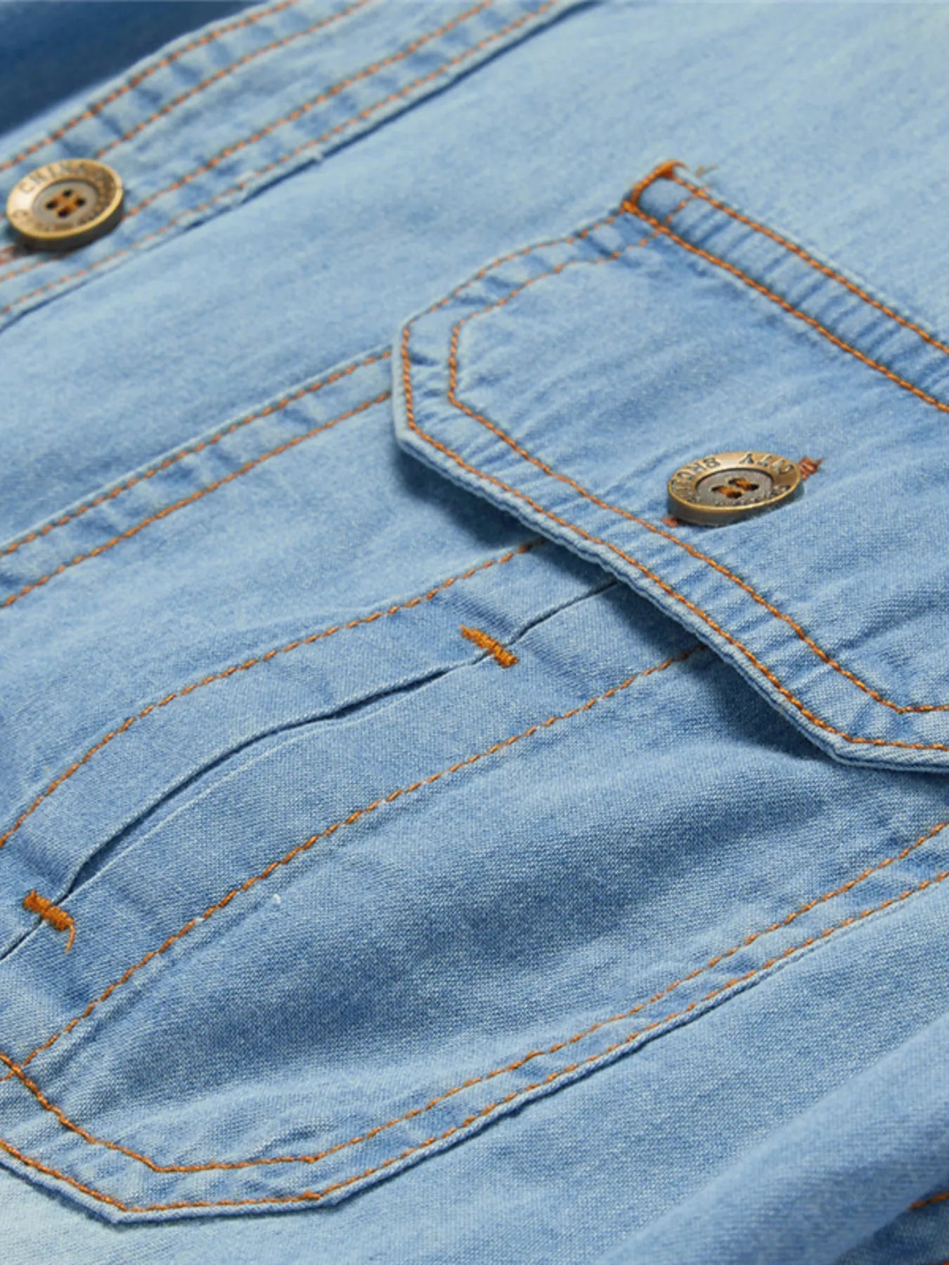 Men's Plus Size Vintage Wash Long Sleeve Denim Shirt