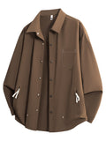 Men's Full Size Snap Down Long Sleeve Shacket Plus Size