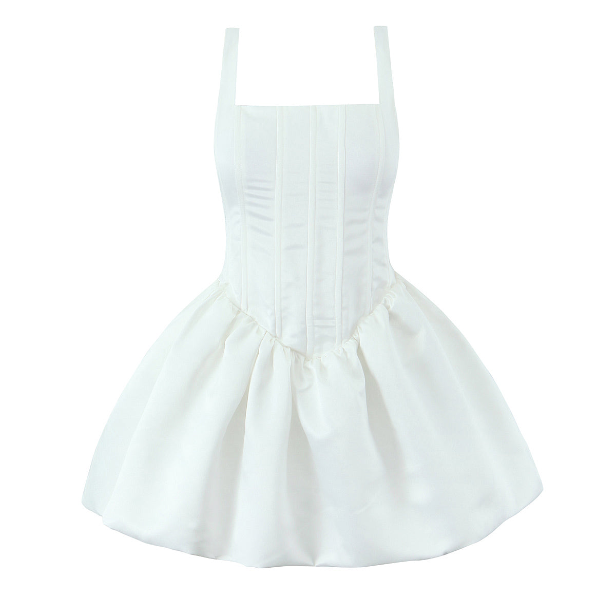 Sexy Square Collar Boning Corset Waist Plastic High Waist Big Swing puffy dress Short Dress