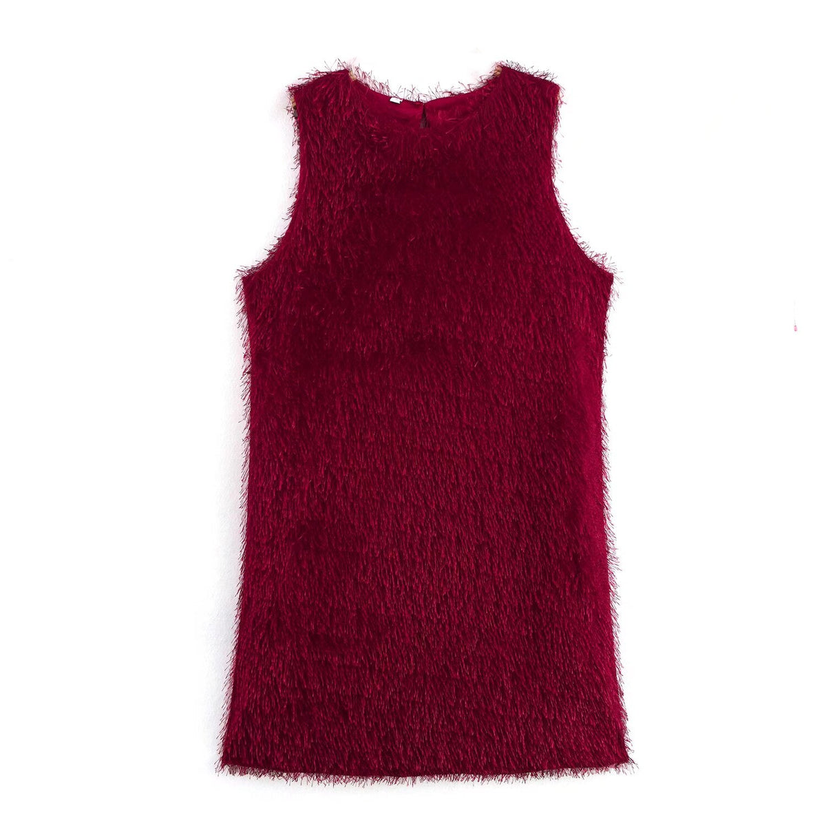 Women Clothing Simple Tassel Sleeveless with Lining Dress