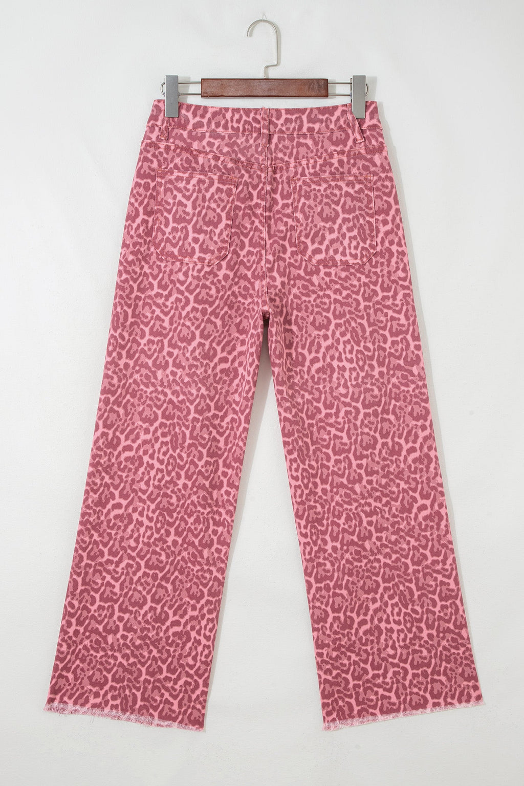 Leopard Frayed Edge High Waist Wide Leg Jeans