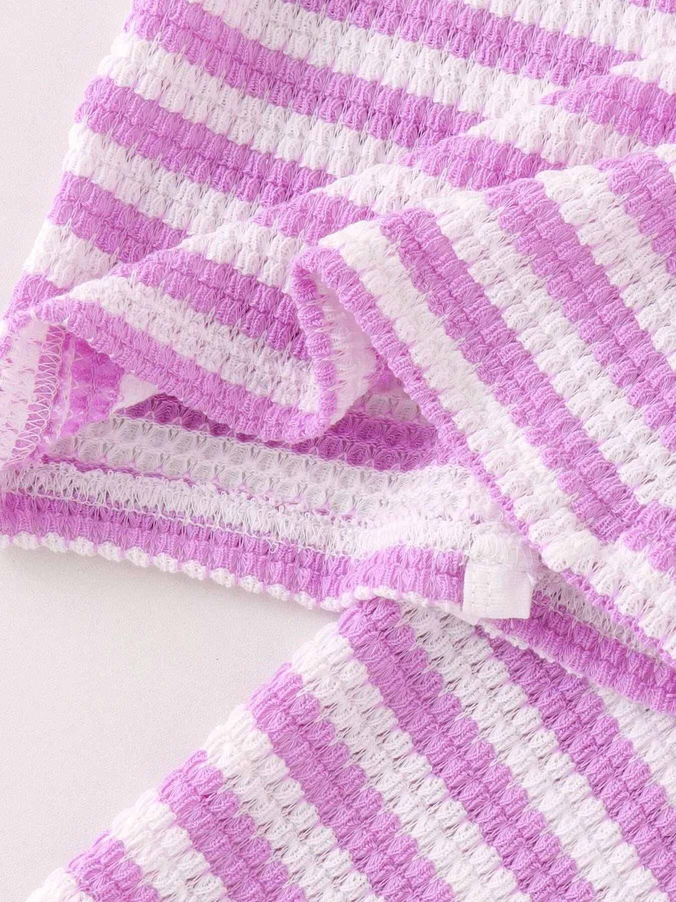 Children's Striped Knit Vest and Shorts Set