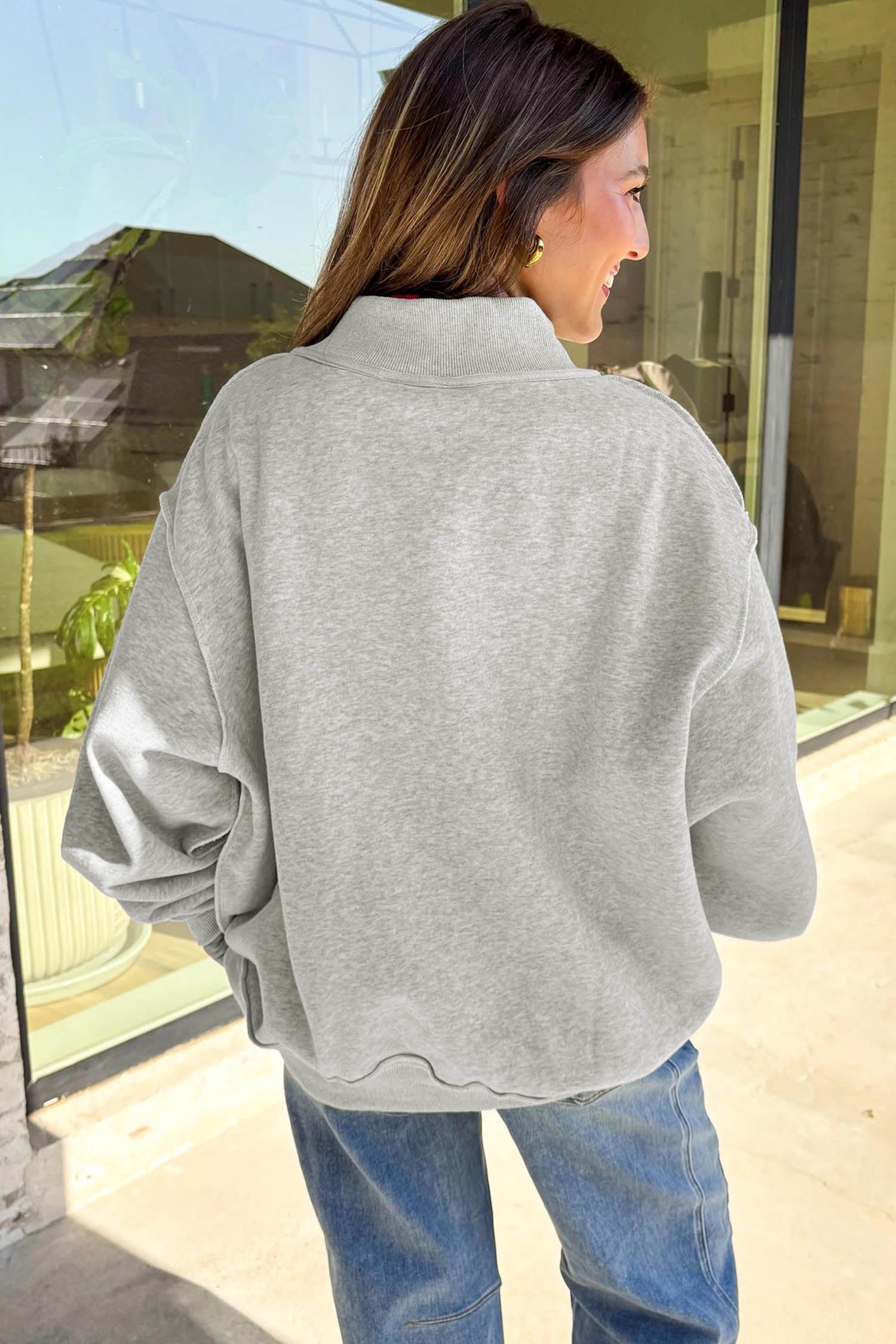 Light Grey LOUISIANA/ TIGERS Double Side Printed High Neck Reversible Sweatshirt