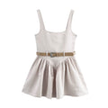 Women with Belt Slim Sleeveless Sling Short Dress