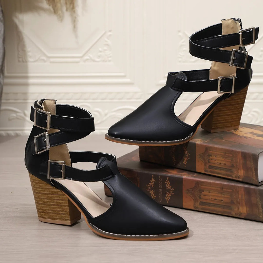 Point Toe Block Heels Sandals