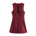 Spring Women Clothing Wide Swing Bowknot Decoration Short Dress