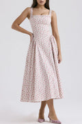 Floral Square Neck Wide Strap Midi Dress