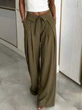 High-Waisted Wide-Leg Pinstripe Pants