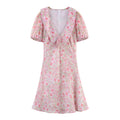 Summer Women Clothing Small round Collared Printing Short Dress