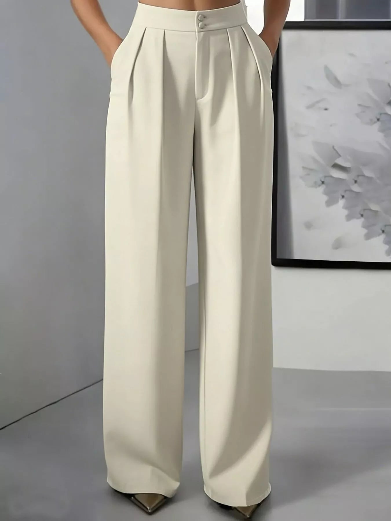 High-Waisted Pleated Wide-Leg Pants