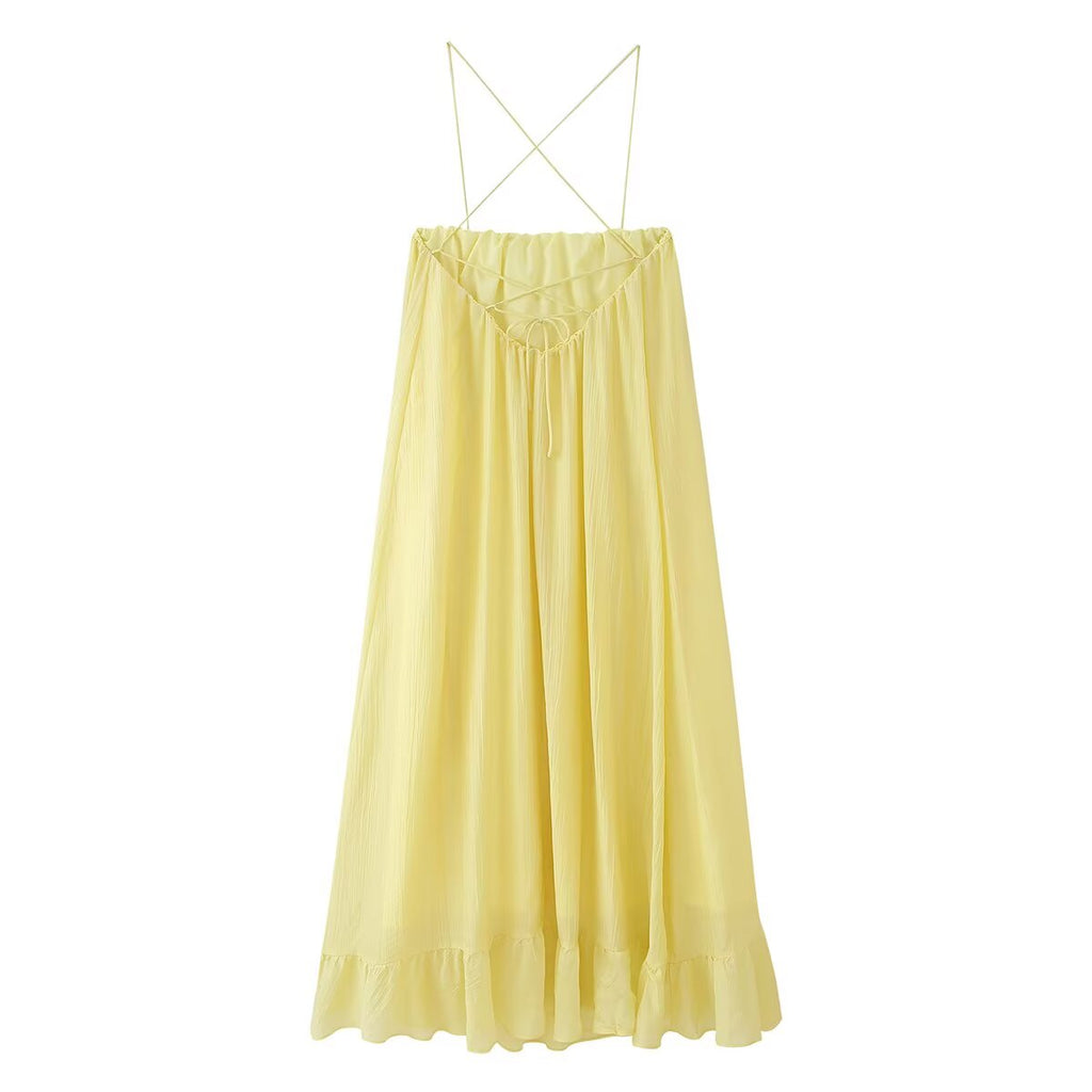 Summer Solid Color Strap Long Women Sweet