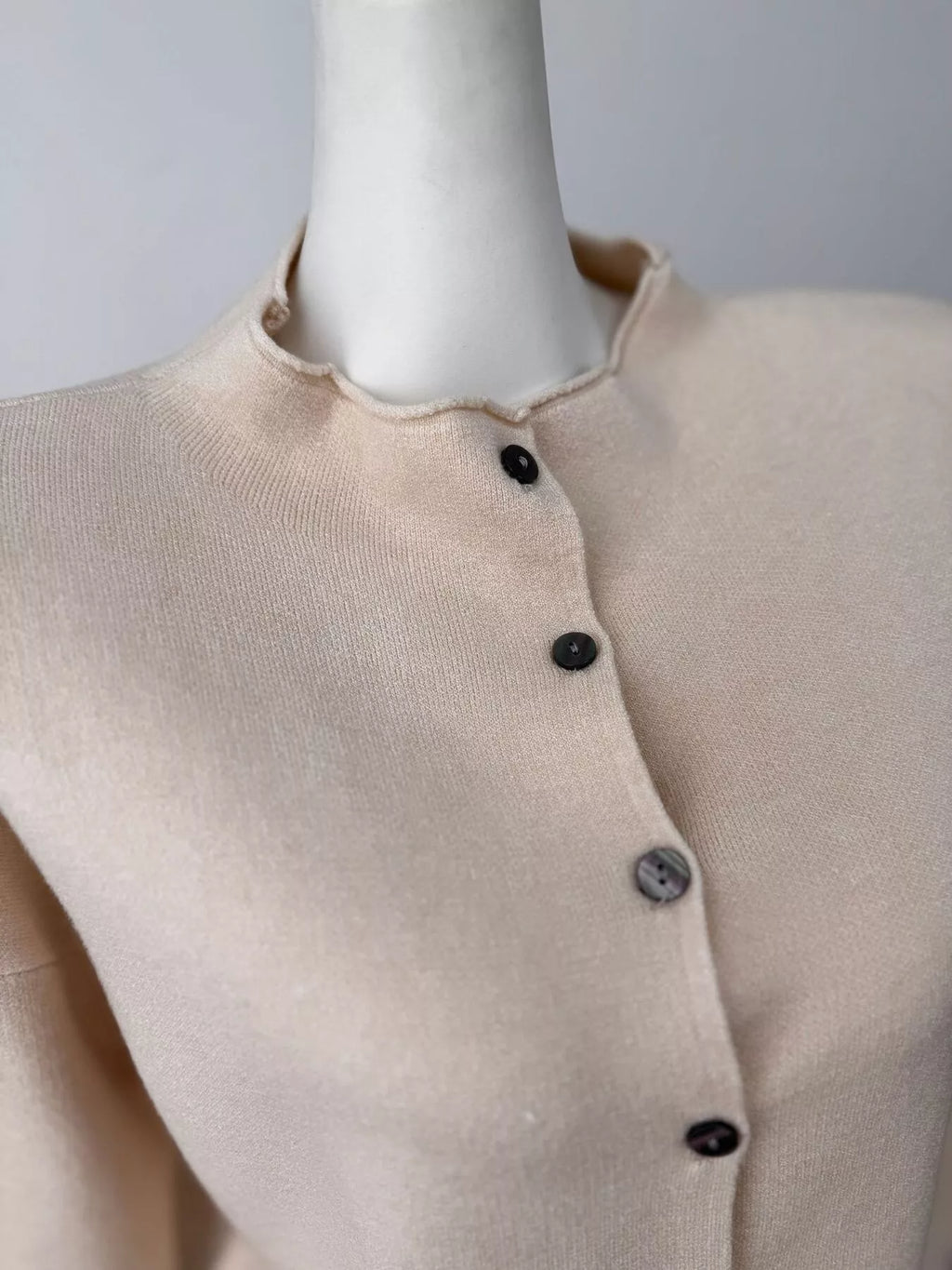 Mock Neck Button-Down Knit Cardigan