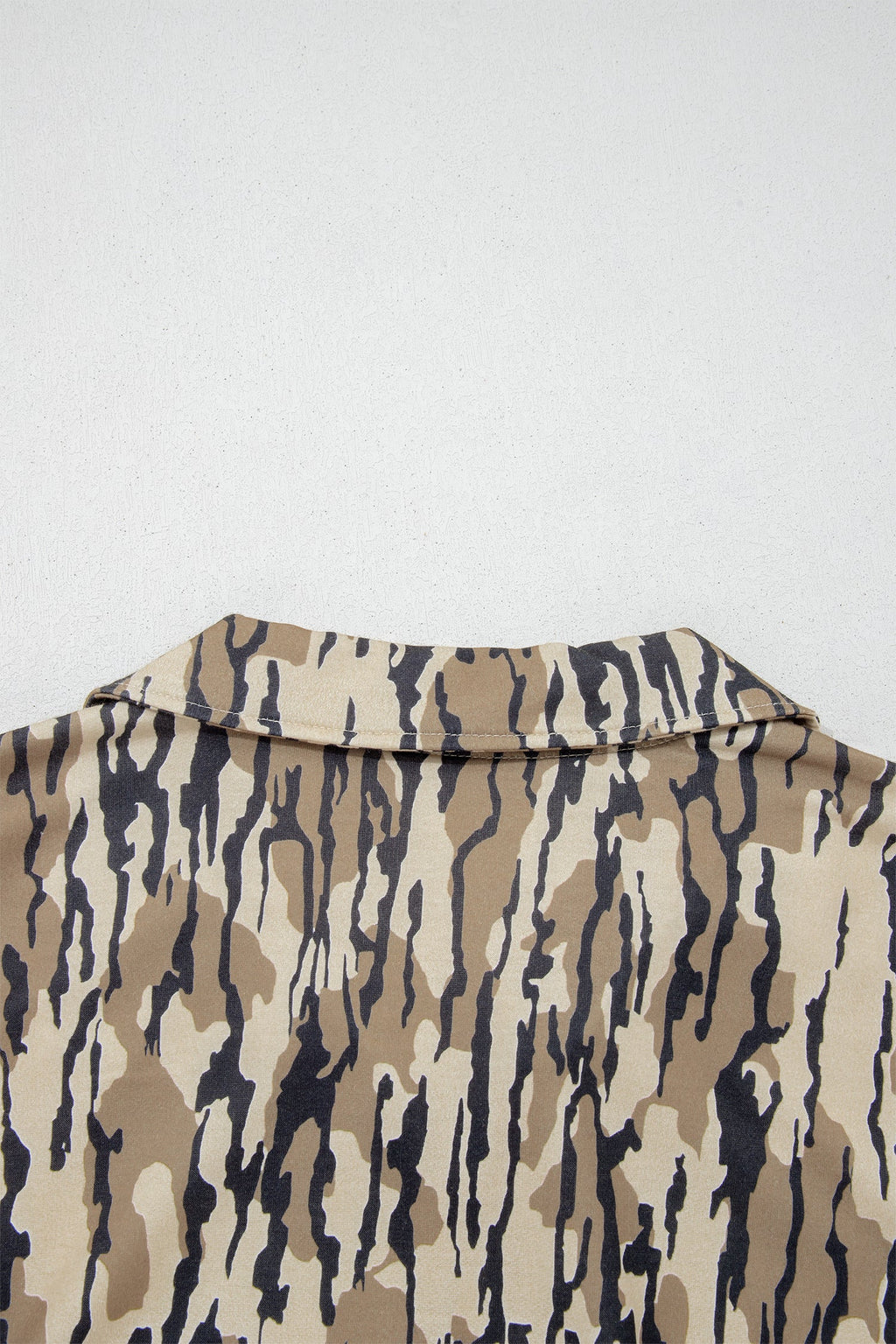 Brown Camouflage Zipper Collar Front Pocket Pullover Sweatshirt