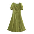 Women Clothing Chest Slit Printed Short Sleeve Dress