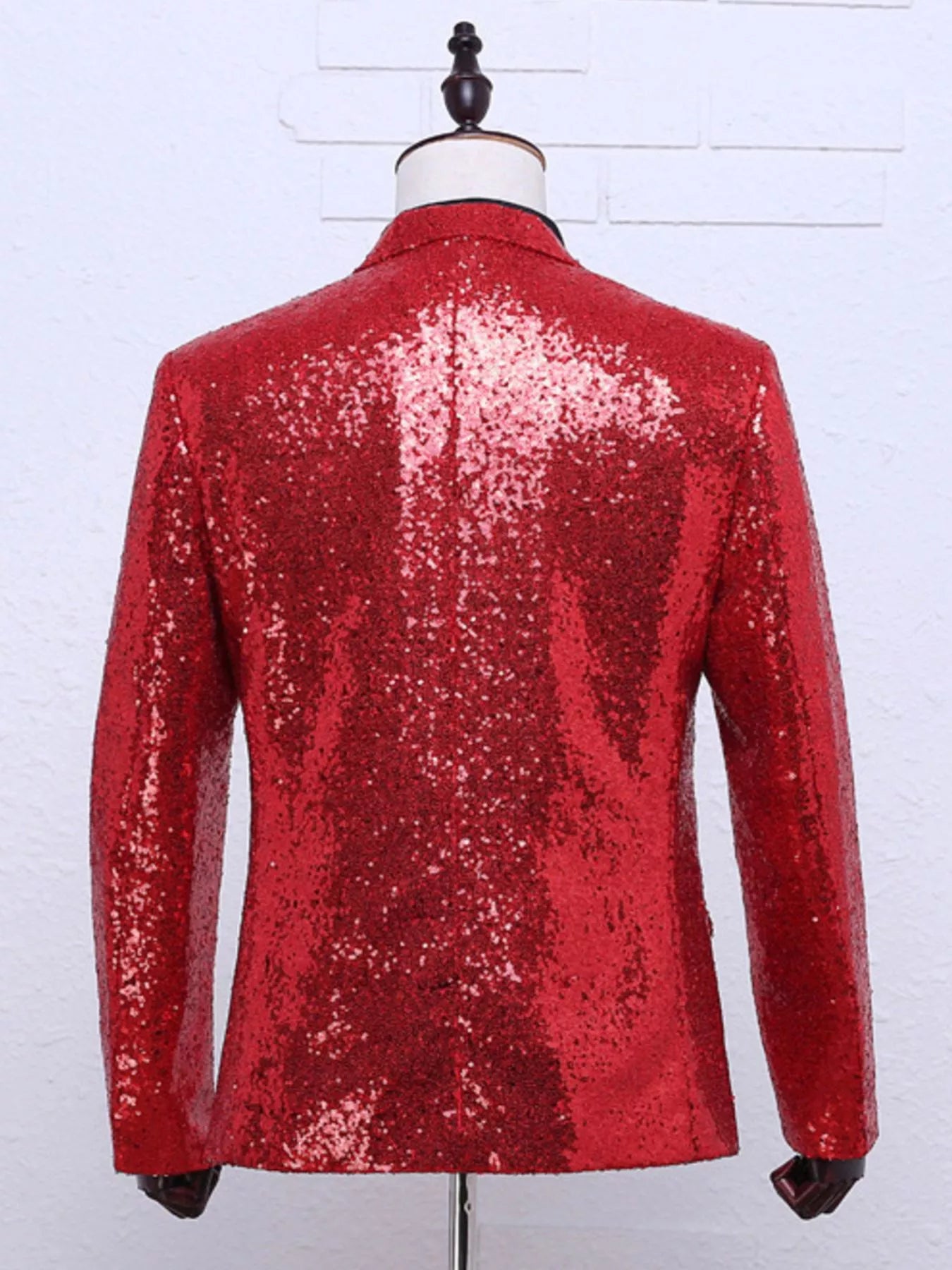 Men's Full Size Sequin One Button Long Sleeve Blazer Plus Size