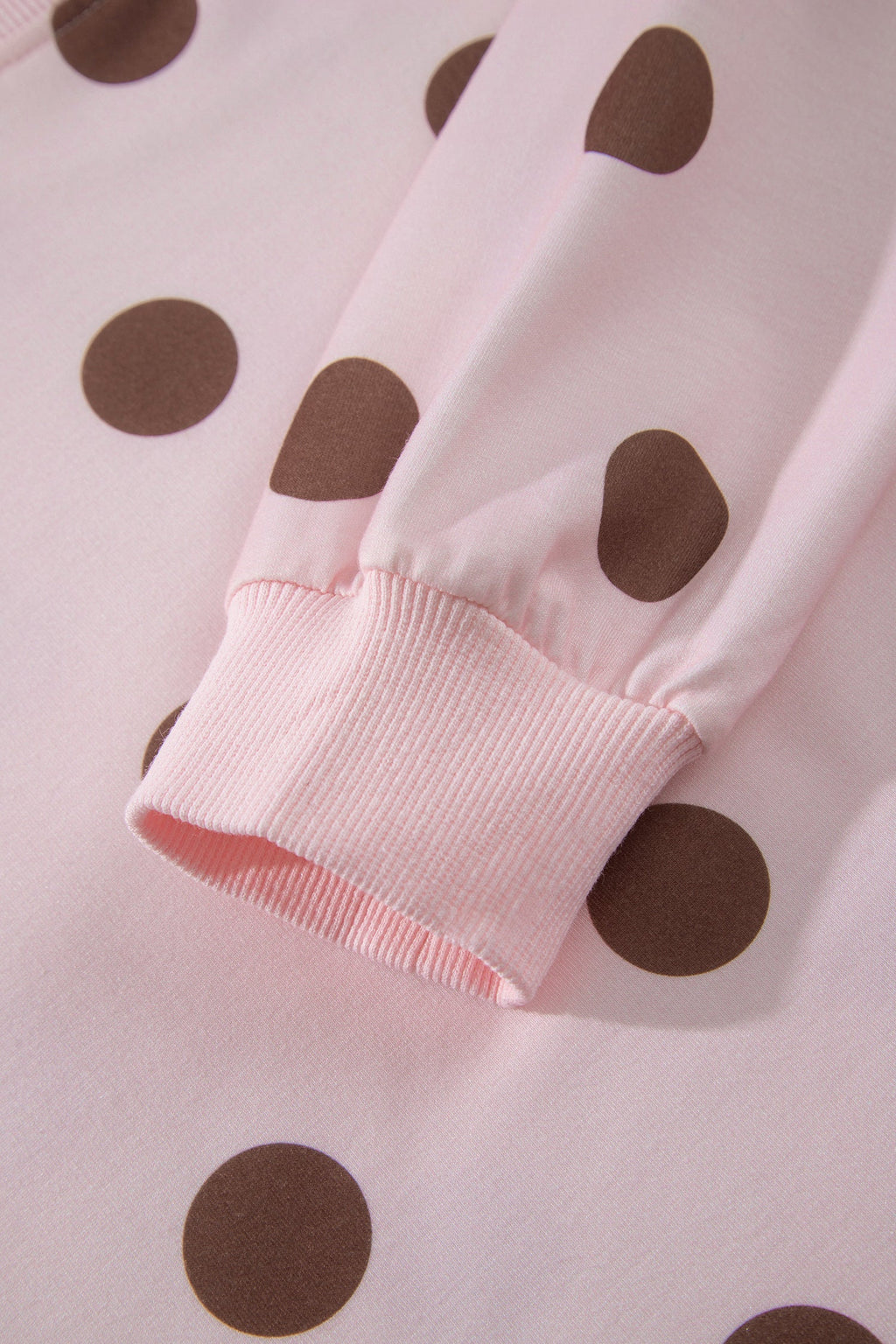 Pink Polka Dot Two Piece Set Long Sleeve Casual Skirt Set