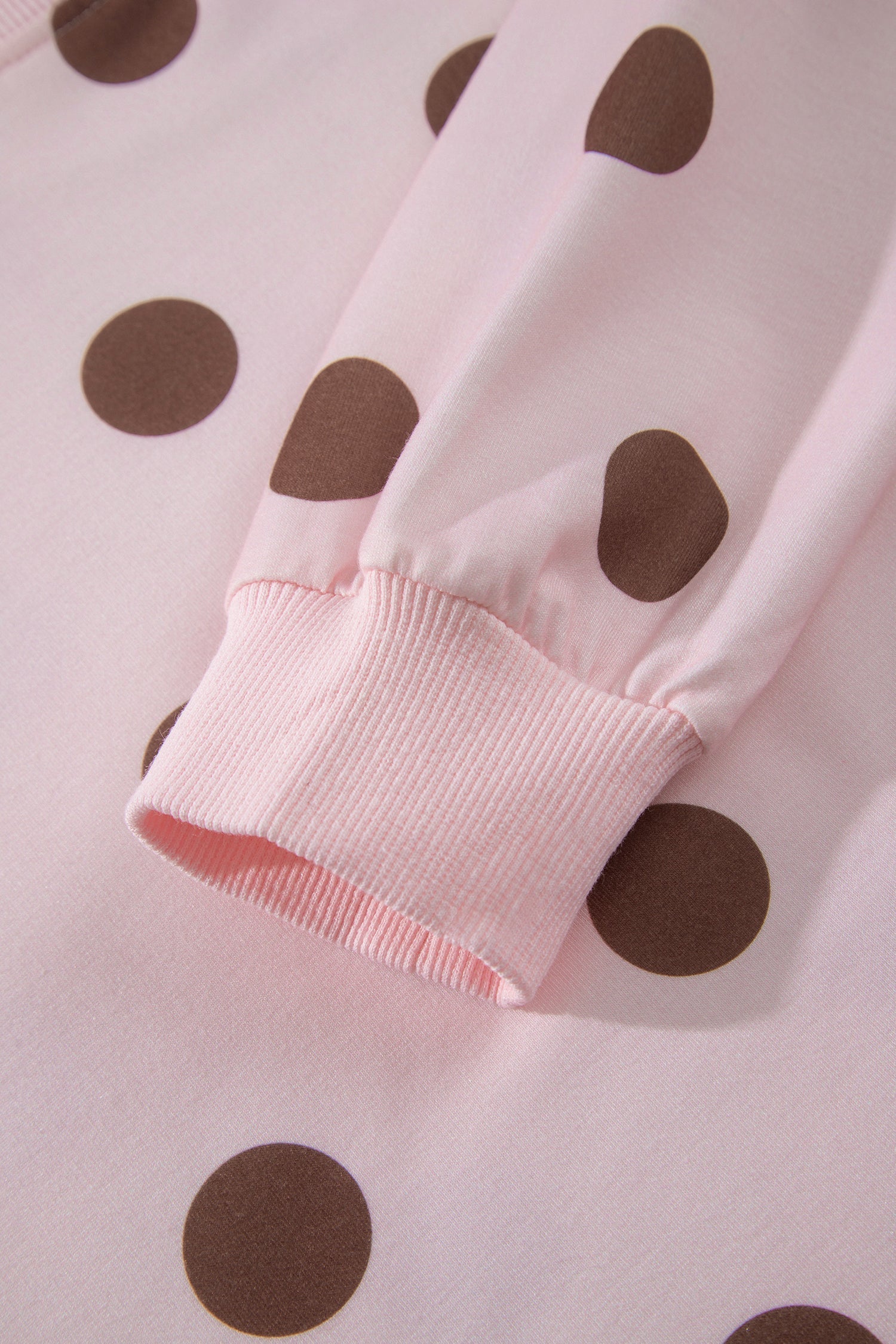 Pink Polka Dot Two Piece Set Long Sleeve Casual Skirt Set
