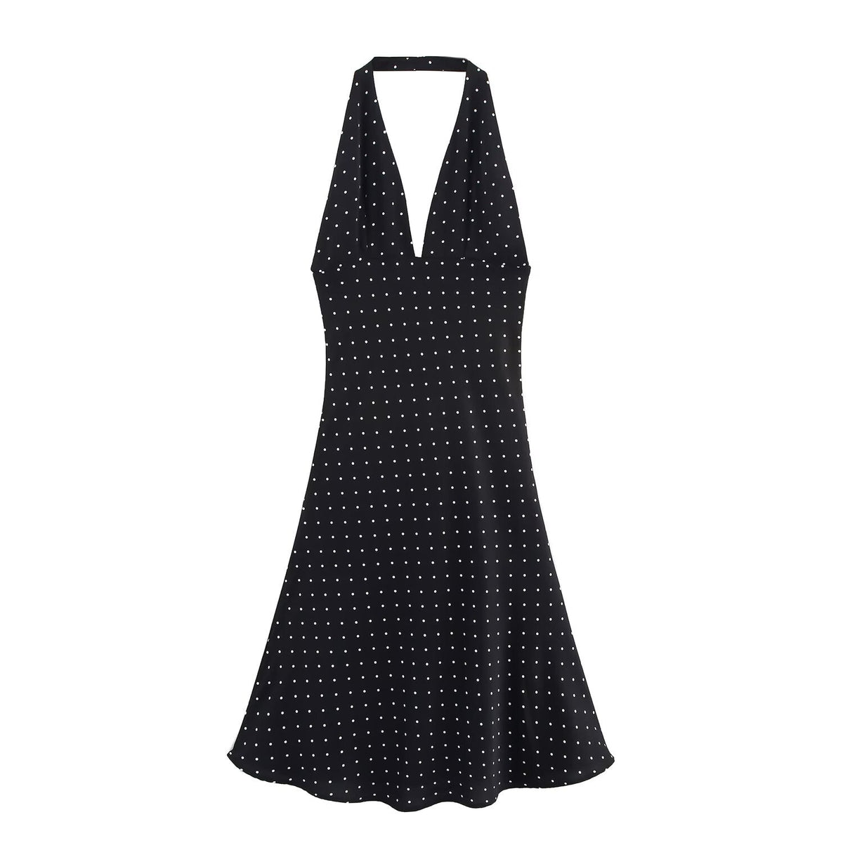 Women Clothing Summer Elegant Deep V Plunge neck High Waist A line Dress