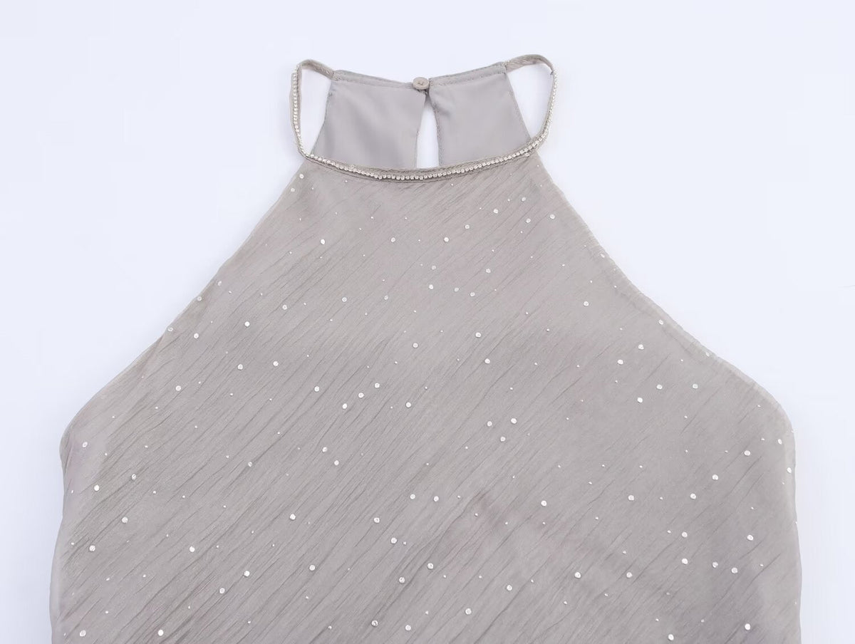 French Swing Collar Sling Dress Women Summer High Grade Waist Tight Sheath Dress