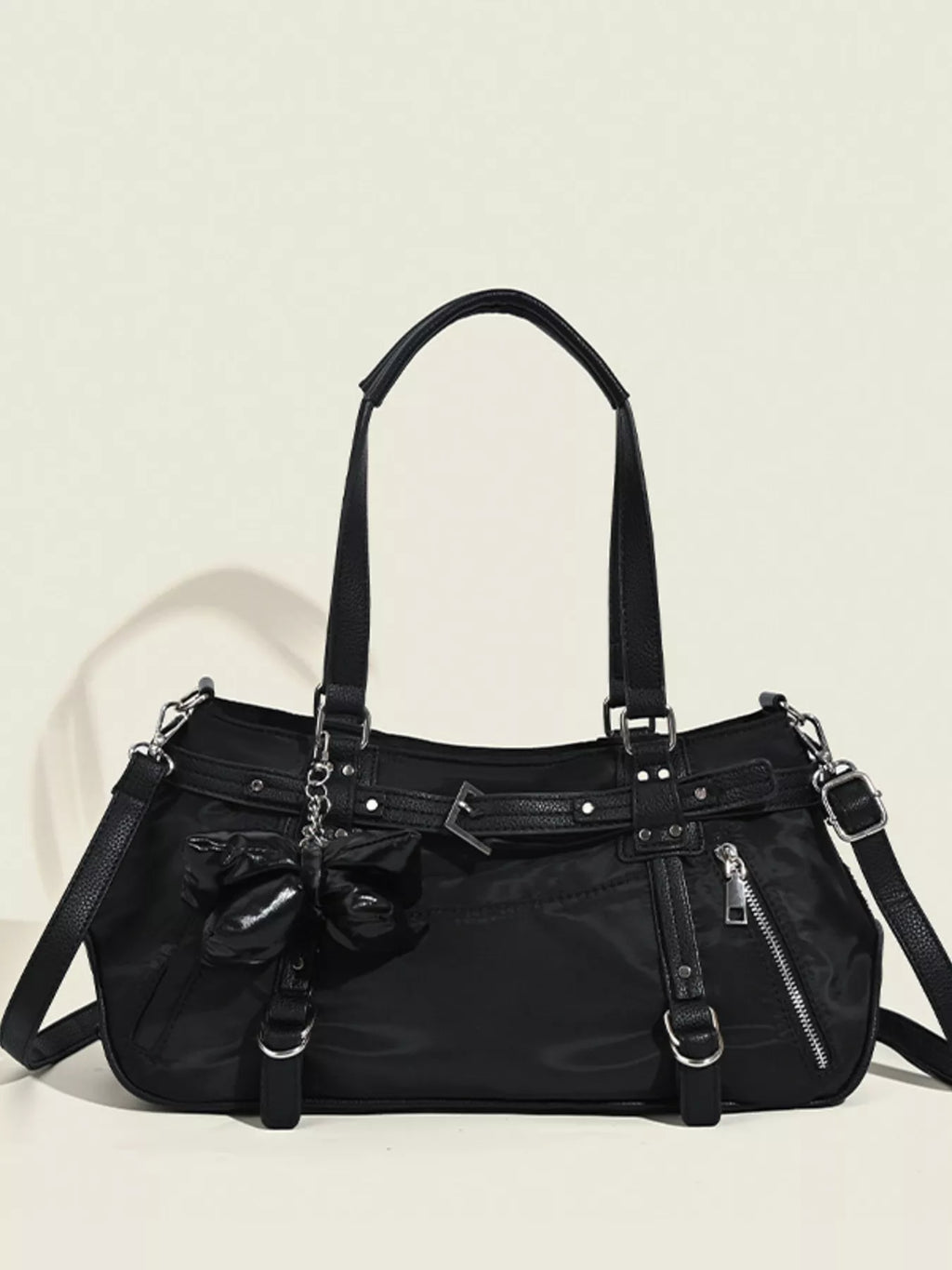 Buckle Decor Leather Handbag