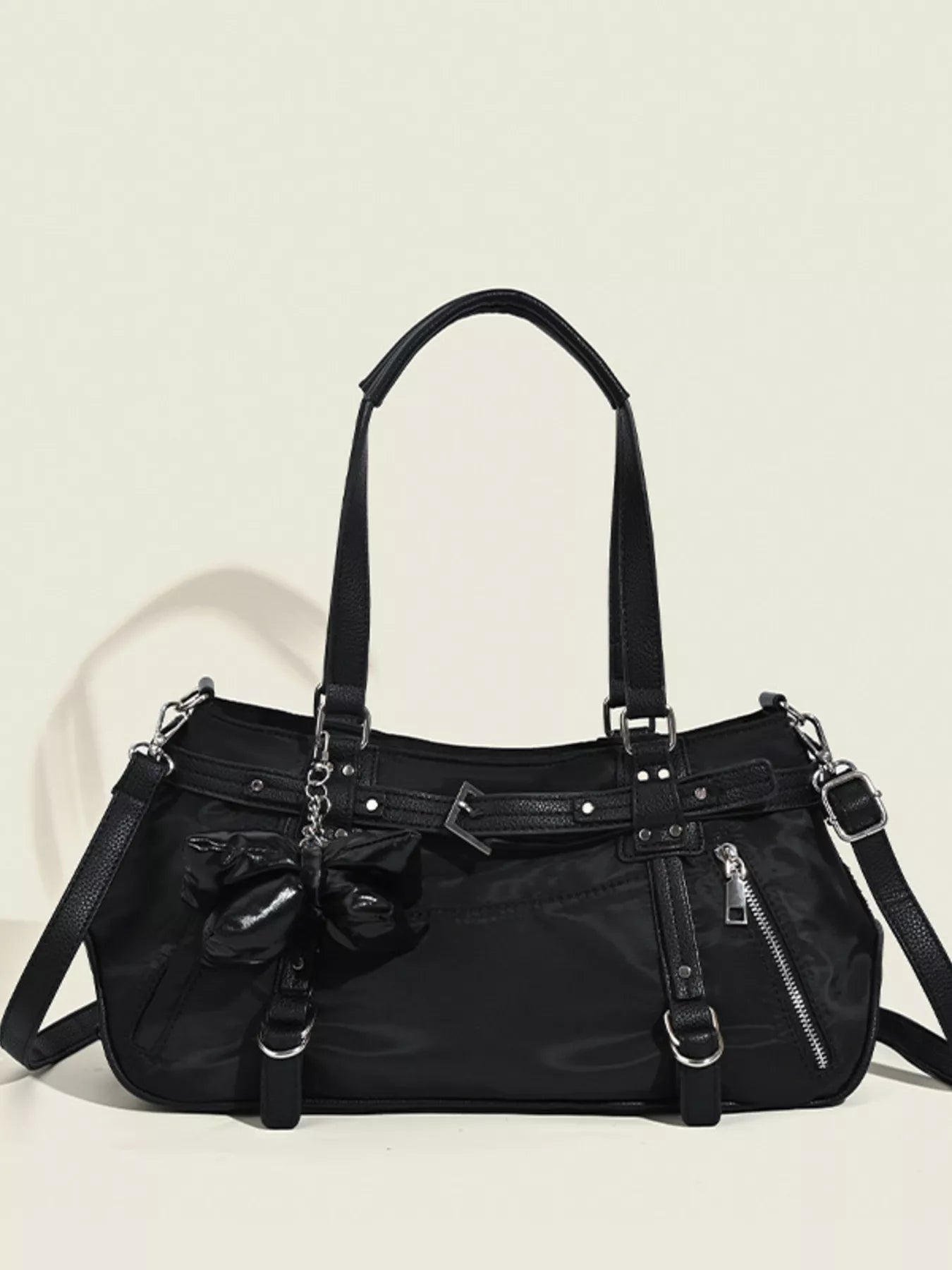 Buckle Decor Leather Handbag