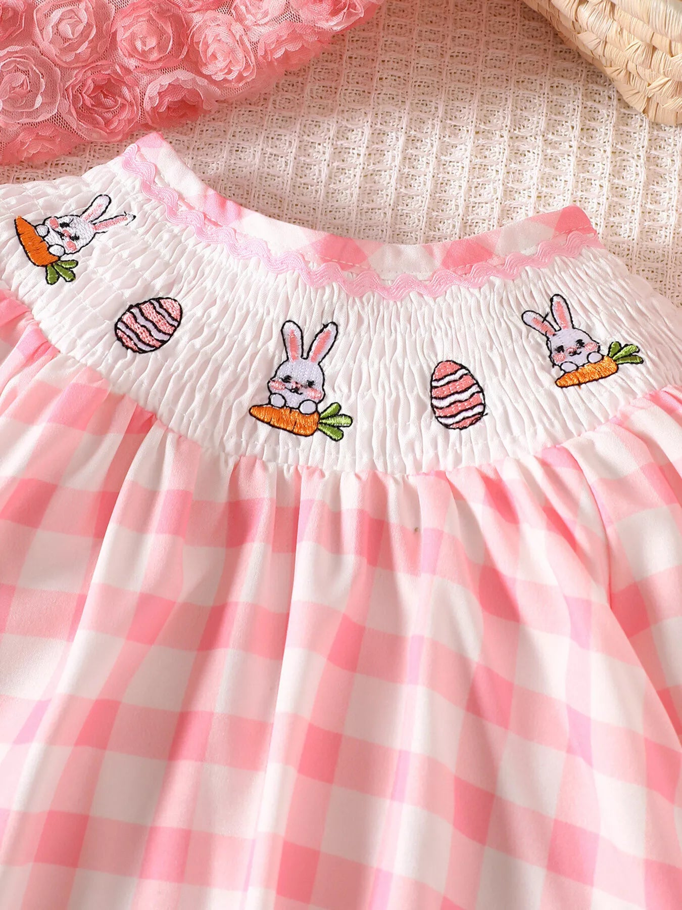 Children's Plaid Smocked Long Sleeve Top and Pants Set