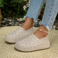 Rhinestone Round Toe Slip-Ons