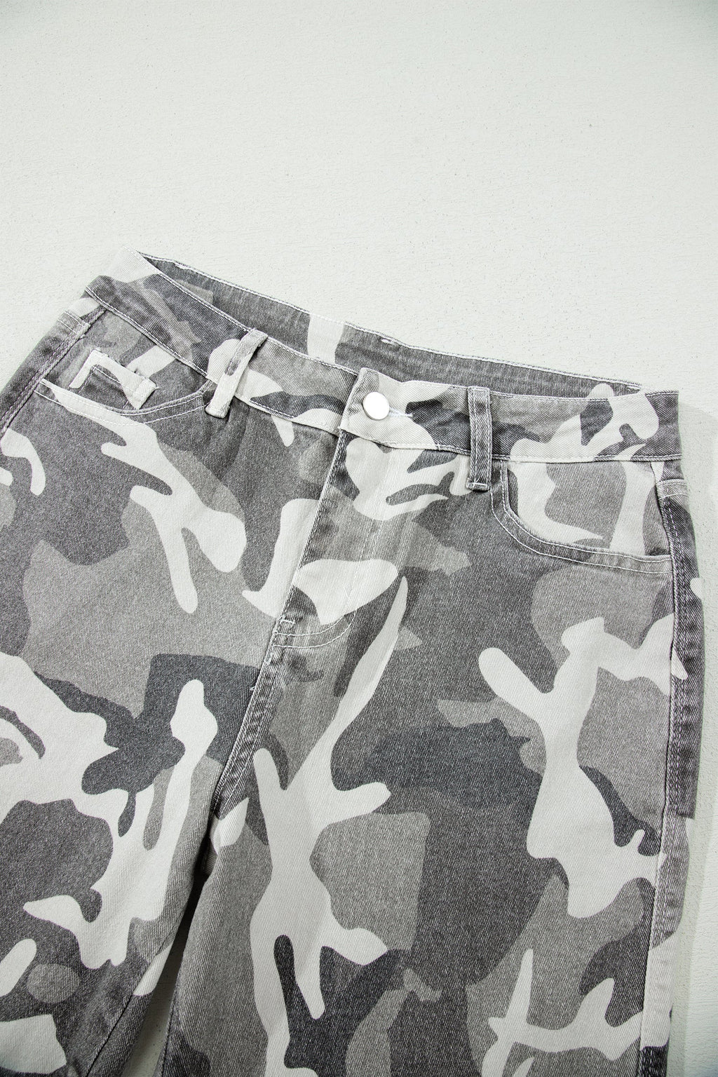 Green Camo Pattern Cotton Denim Shift Jeans