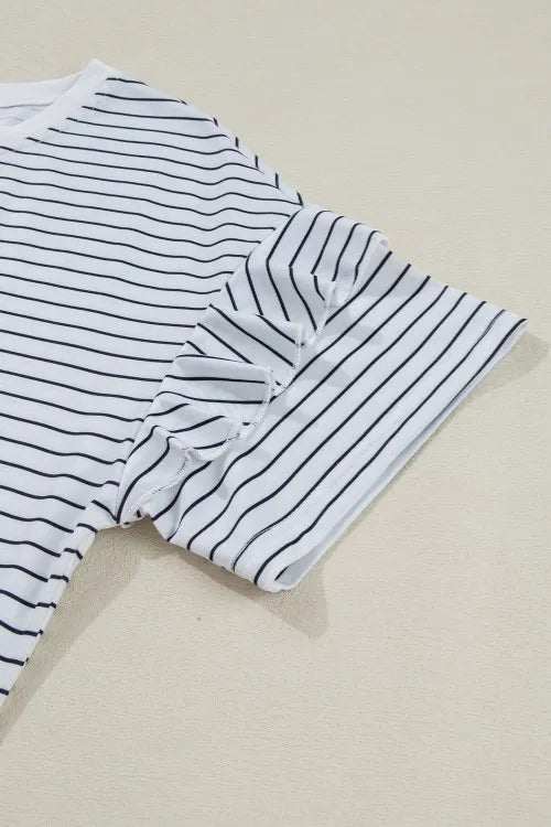 Stripe Round Neck Short Sleeve Mini Dress