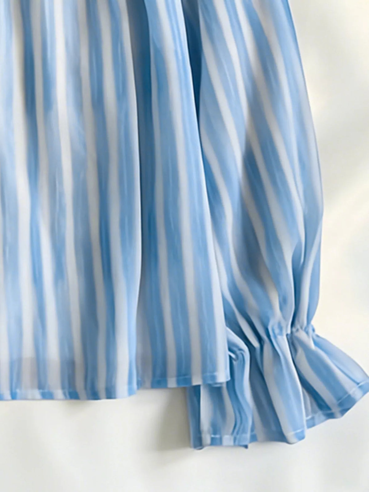 Striped Flounce Sleeve Blouse