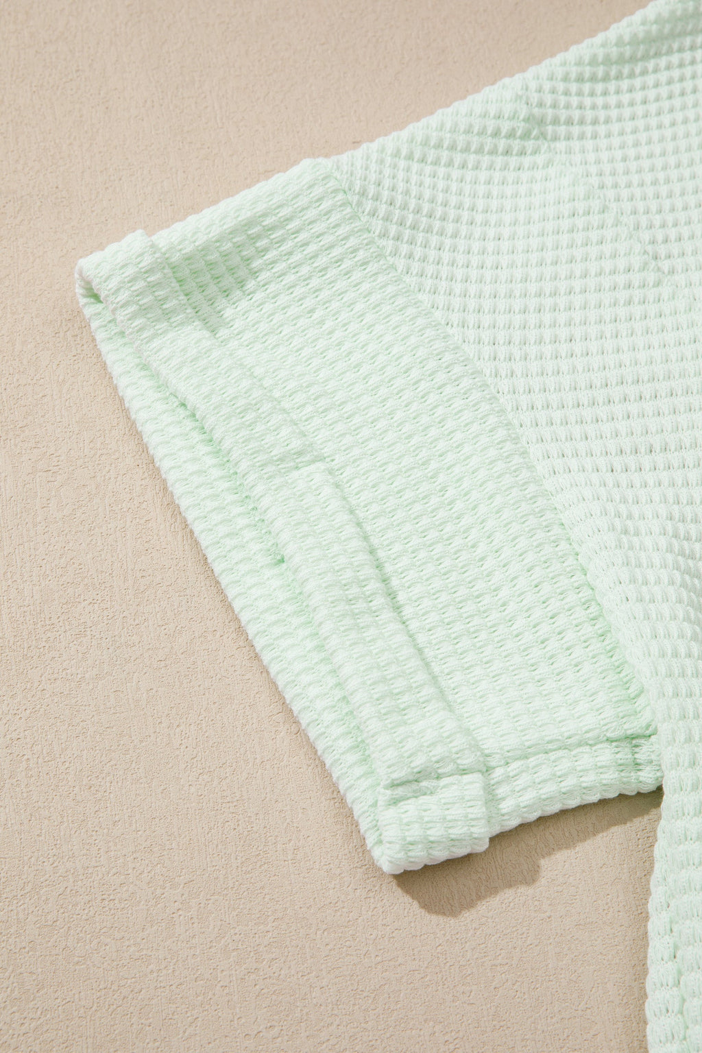 Clearly Aqua V Neck Short Sleeve Plus Size Waffle Knit Top