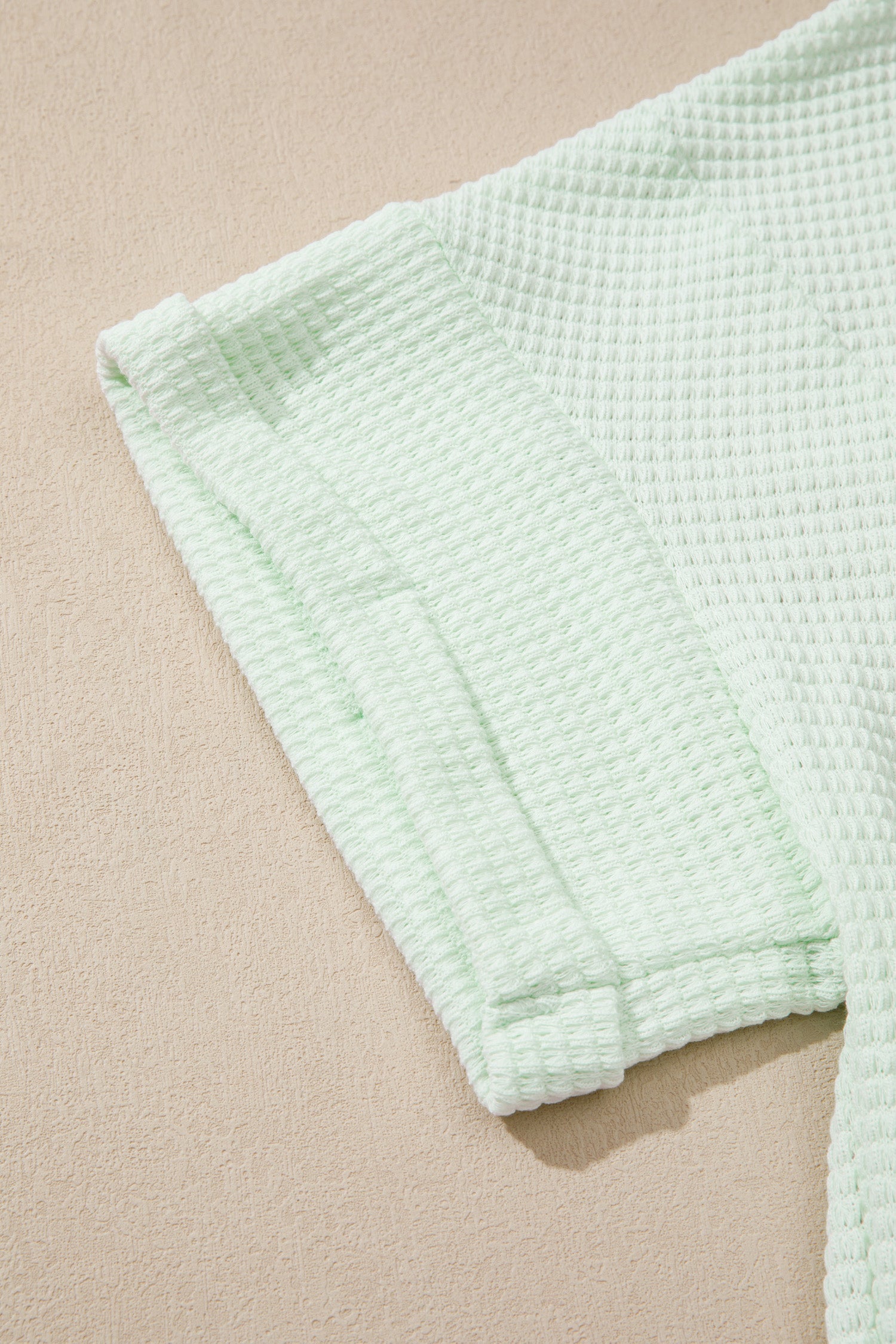 Clearly Aqua V Neck Short Sleeve Plus Size Waffle Knit Top