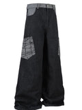 Men's Wide Leg Cargo Jeans with Contrast Panels