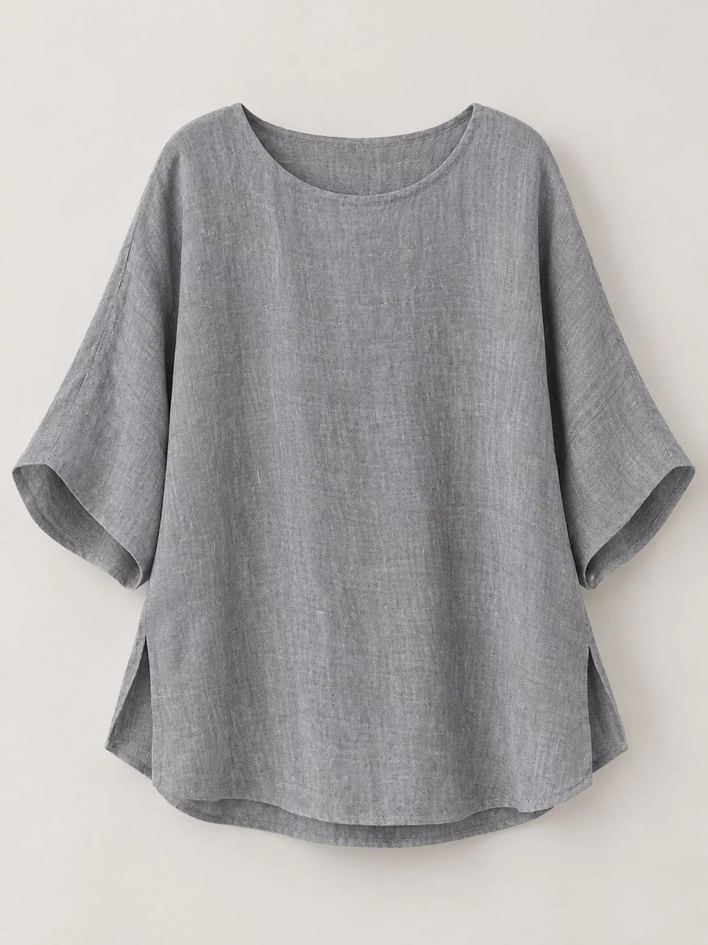 Full Size Loose Fit Linen Blend Blouse Plus Size