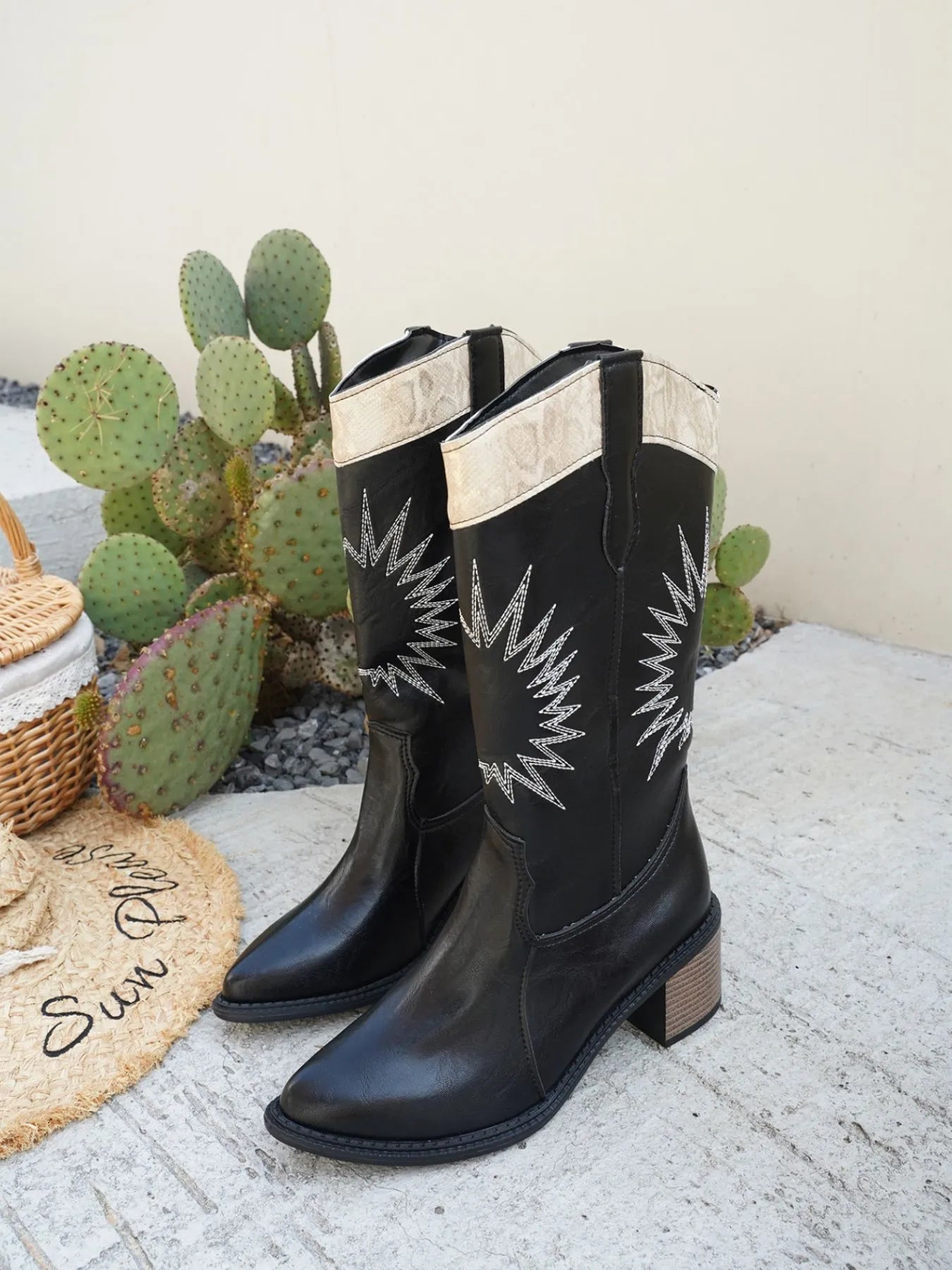 Point Toe Block Heels Boots