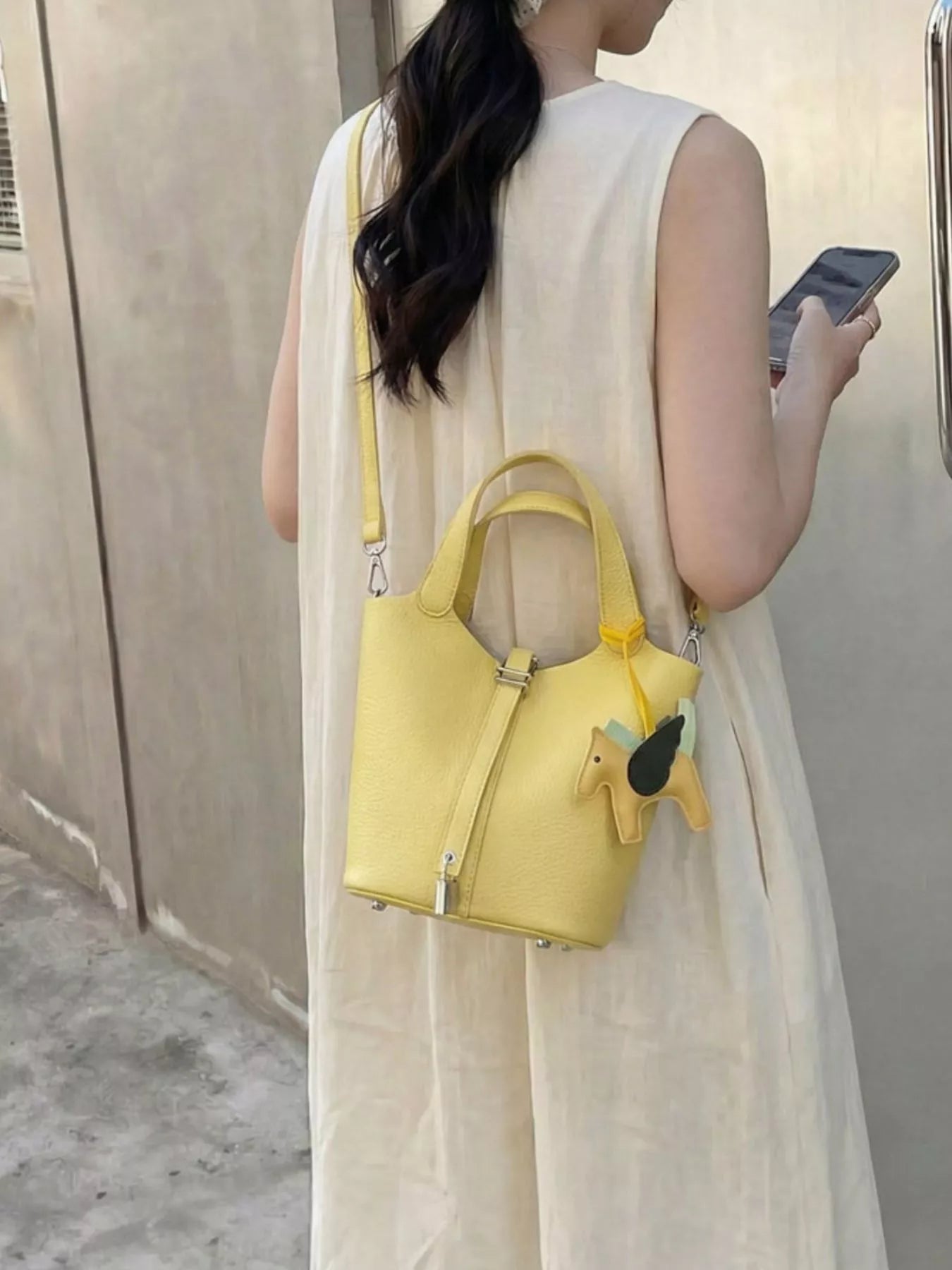Adjustable Strap Bucket Bag