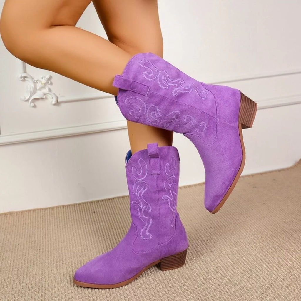 Point Toe Block Heels Boots
