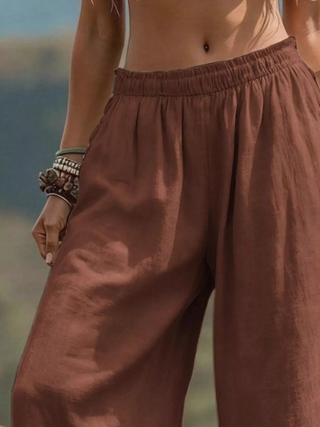 Full Size Bohemian Wide-Leg Pants Plus Size