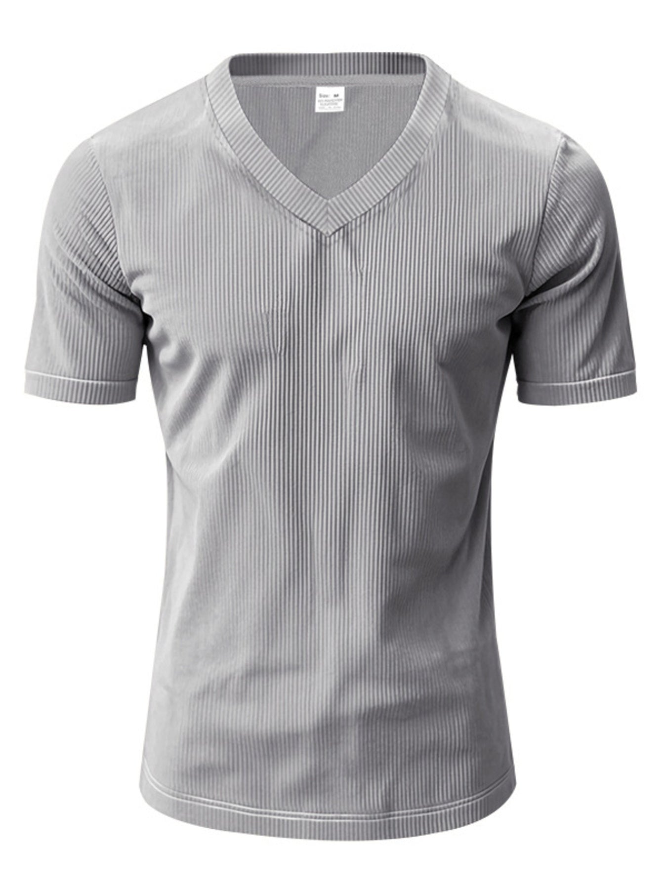 Men's Full Size Ribbed V-Neck T-Shirt Plus Size