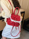 Polka Dot Lace Trim Backpack Bag