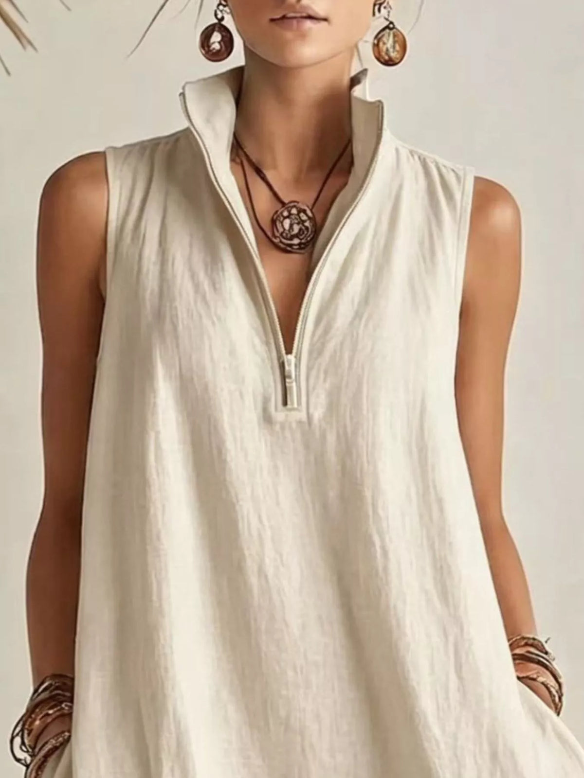 Sleeveless Zipper-Neck Ruffle Hem Mini Dress
