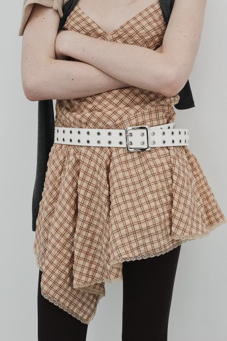 Women Clothing Fashionable Sweet Spicy Plaid Irregular Asymmetric Short Dress
