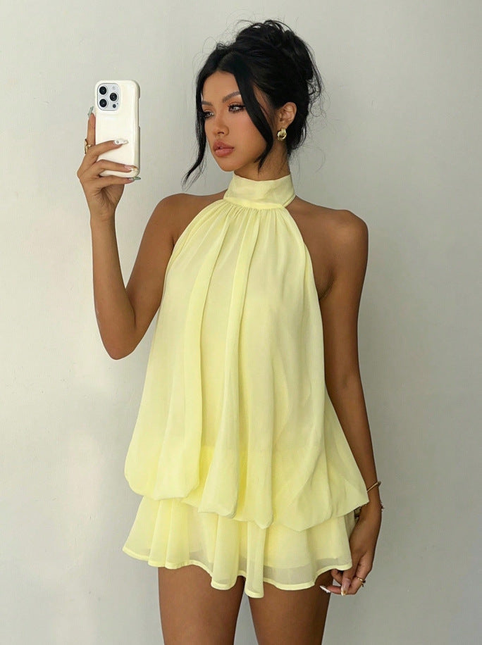 Elegant Slim Fit Sexy Backless Halter Waist Tight Jumpsuit Women