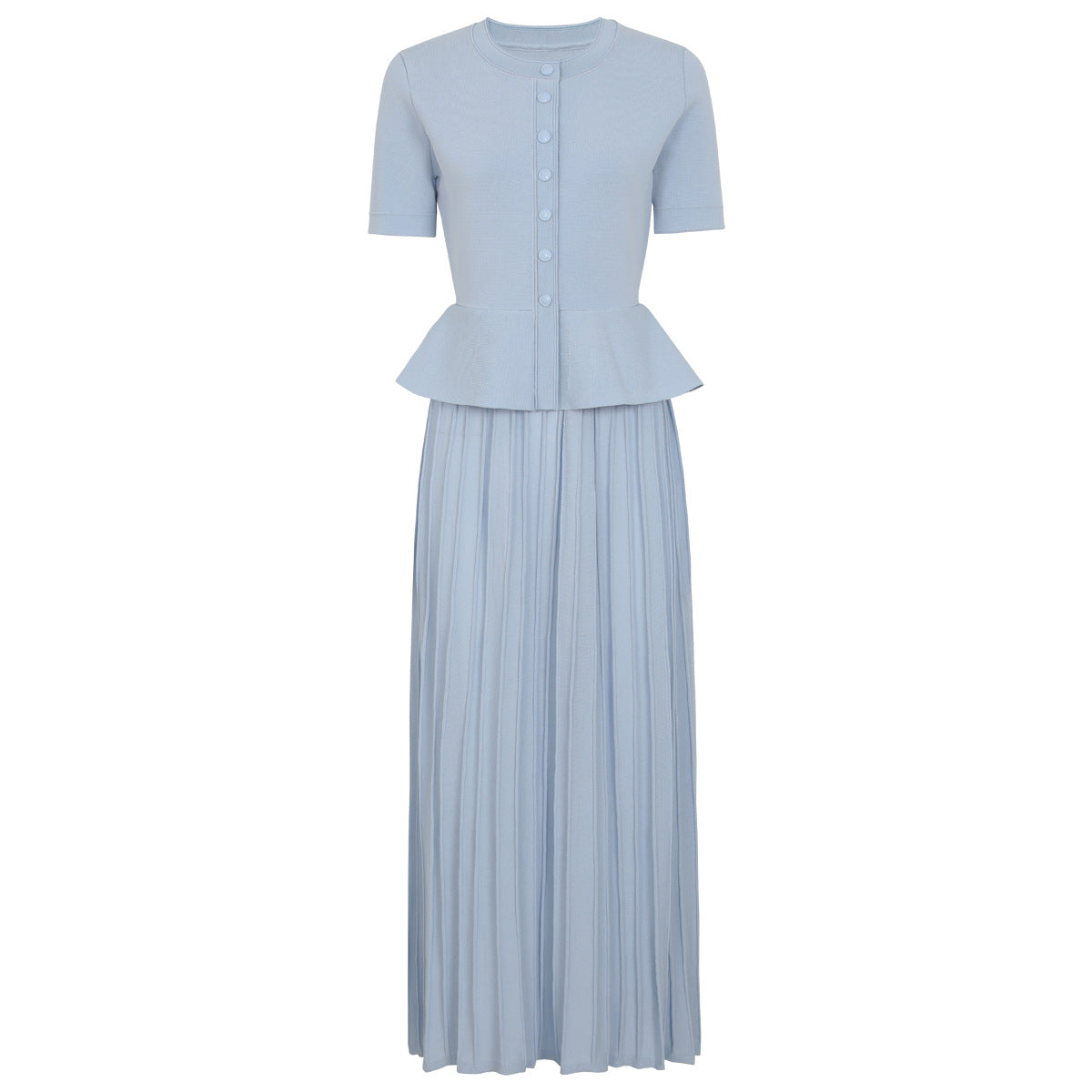 Summer Ladies Internet Popular Slim Fitting Slimming False Two Piece Short Sleeve Pleated Dress Women