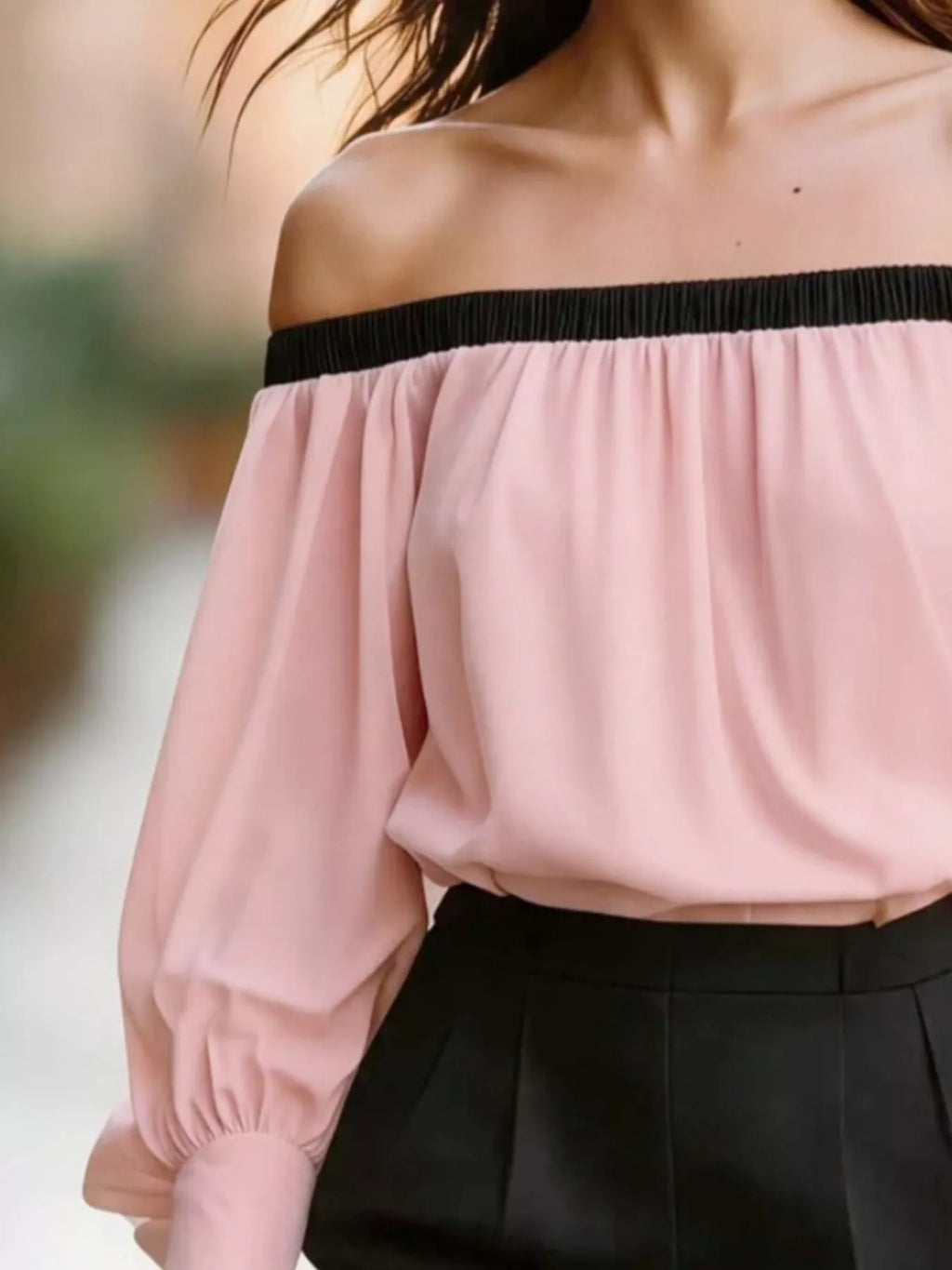 Off Shoulder Lantern Sleeve Blouse