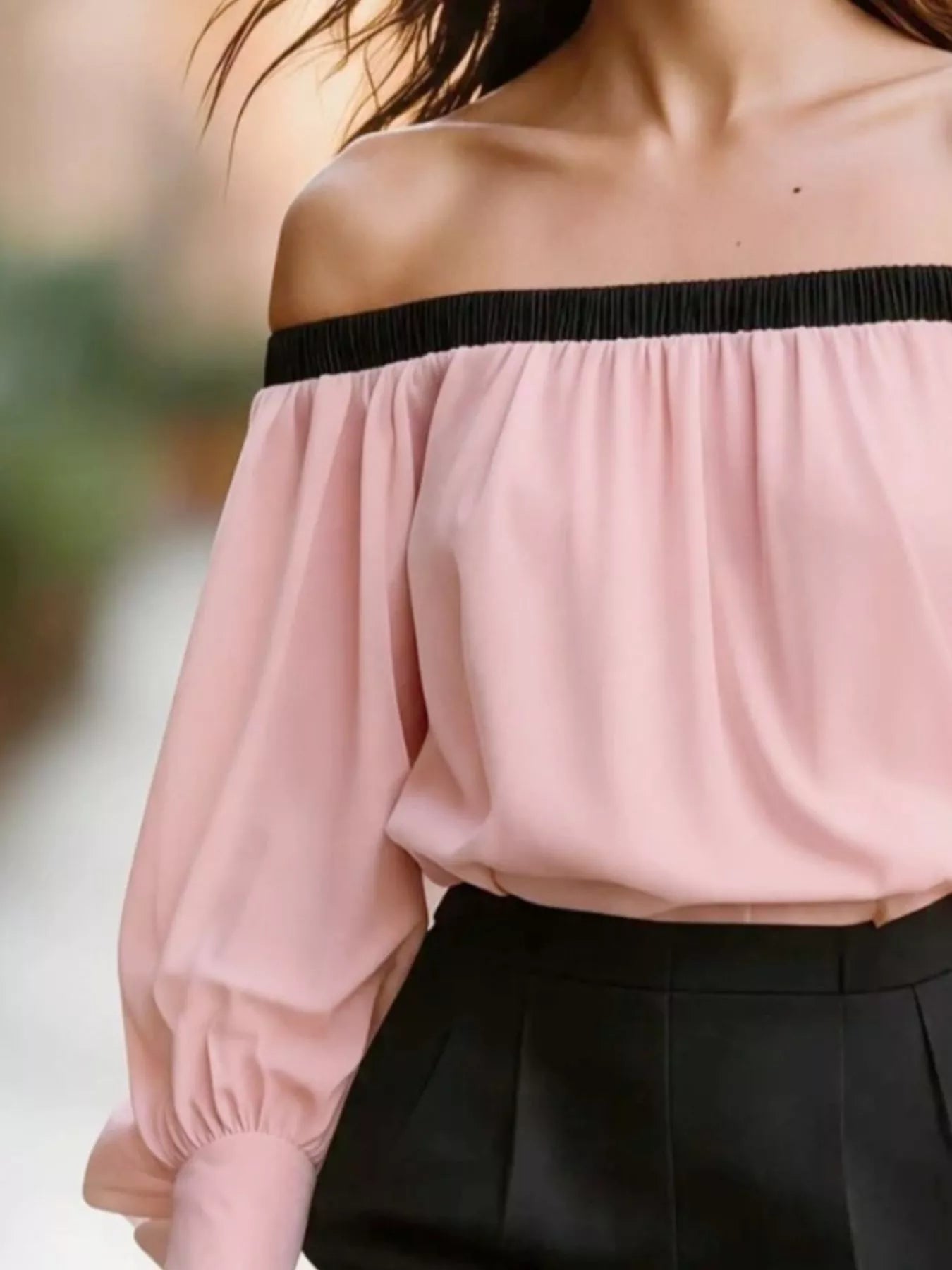 Off Shoulder Lantern Sleeve Blouse