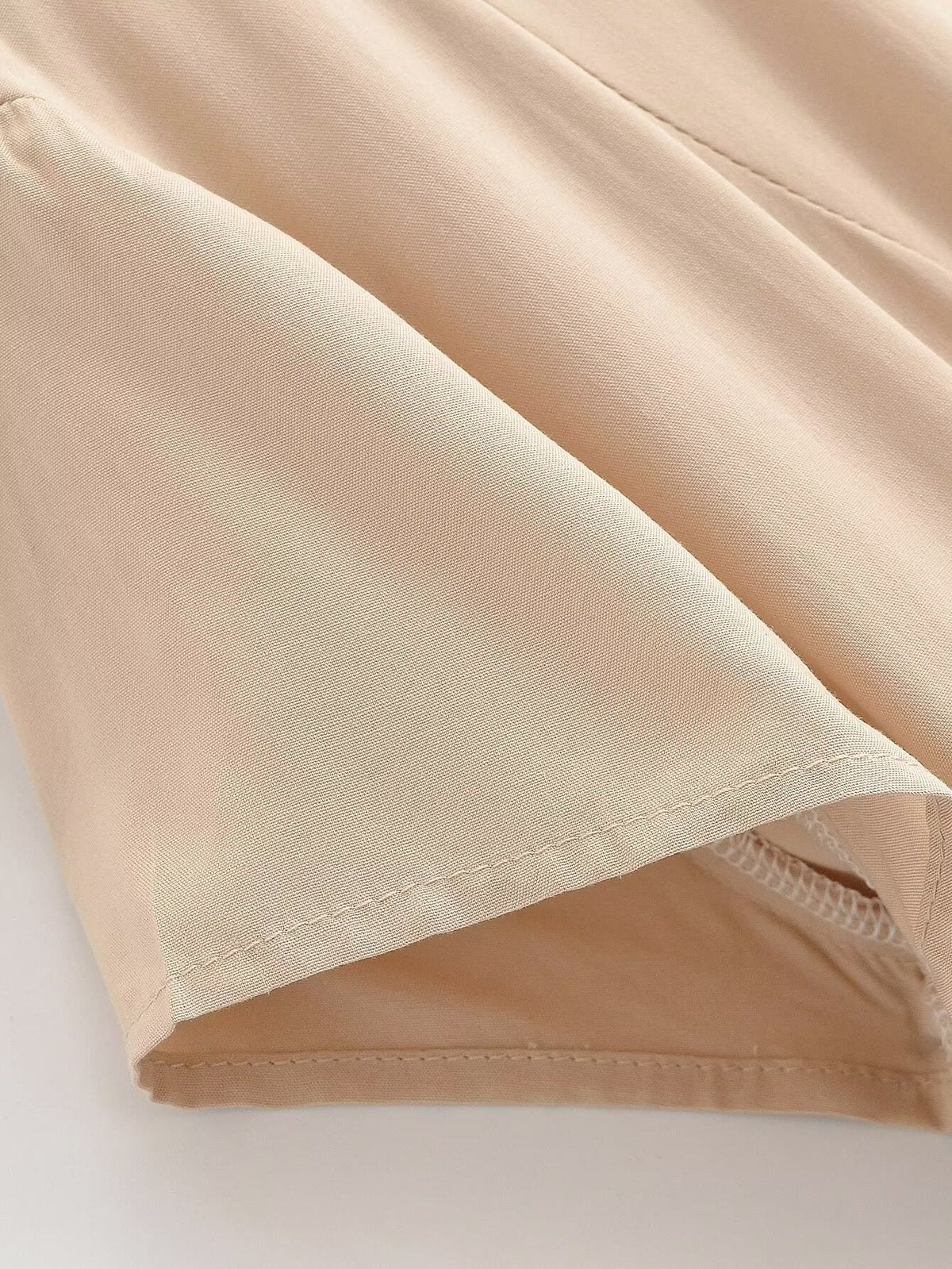 Women Clothing Summer Retro All Match Waist Shirt Pleated Short Office Dress